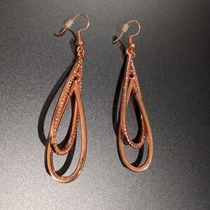 Jones New York - Elegant Rose Gold Interlocking Teardrop Earrings